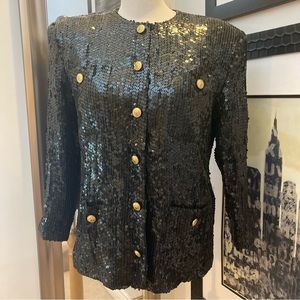 Vintage 80-90s Janette black sequins jacket made for St. Martin Sport